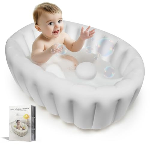 Baby-Badewanne aufblasbare Badewanne, Kleinkind Bad faltbare Baby-Badewanne Reise Baby Bad Unterstützung 0-12 Monate, aufblasbare Baby-Badewanne Neugeborenen Bad für Jungen und Mädchen