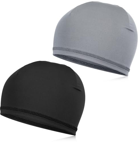 JIYIN 2 Stück Cooling Fahrradmütze Unter Helm, Atmungsaktiver Fahrradmütze Polyester Laufmütze Helmfutter Sportmütze Multifunktionale Skull Cap für Schlafen Bewegung Chemotherapie