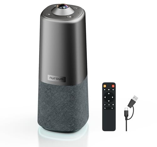 Nuroum 360 Pro Conference Room Camera and Microphone 2026 Upgrade, 3 AI Video Modes, Conference Webcam with Noise Suppression, All in One Webcam for Zoom/Teams/GoogleMeet on PC/Laptop/Desktop