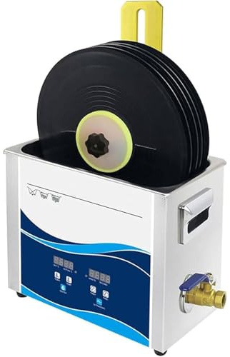 Ultraljud vinylskivrengöringsmedel, 6,5 L Degas Tank tar bort damm och pop från 7/12 tums skivor med justerbar värme och timer för skarp ljudåterställning