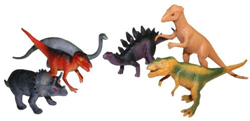 Idena 4320102 - Spielfigurenset mit 6 Dinosauriern, aus Kunststoff, jeweils ca. 15 cm groß, Spielspaß für die Badewanne, den Sandkasten, im Kindergarten und Kinderzimmer