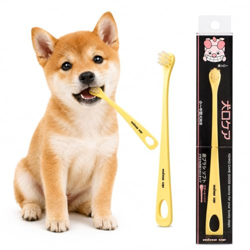 MIND UP Dog Toothbrush with 15° Angled Handle, Flat Head Design for Easy Brushing, Soft Type, Pet Toothbrush for Daily Dog Teeth Care, Made in Japan