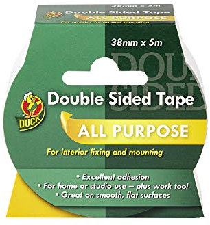 Duck Double Sided Tape, Strong Double Sided Tape for Everyday Use, Mounting, Arts and Crafts, Scrapbook, Photo Albums, Easy to Use Double Sided Sticky Tape with Strong Adhesive and Easy Peel 38mm x 5m