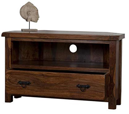 Oak and Pine Online Classically Modern Dark Wood Valencia Solid Sheesham Rosewood Corner Flat Flatscreen Plasma Tv Cabinet/Stand/Unit Living Room Furniture