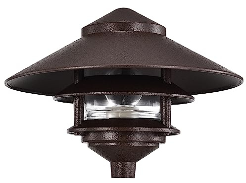 NUVO SF76/635 One 2 Louver Hood Outdoor Pagoda Landscape Pathway Light, 2 Tier-Large, Old Bronze