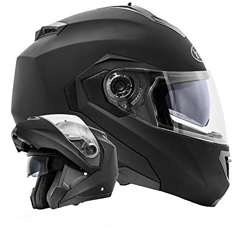 ATO Moto Motorradhelm Integralhelm Montreal Klapphelm Integralhelm Schwarz matt Größe XL 61cm mit Doppelvisier System mit Sonnenblende ECE 2205