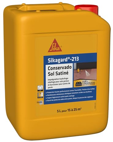 SIKA - Wasserabweisende und ölabweisende Imprägnierung für poröse Böden und Härter für Pflasterfugen - Sikagard 213 Conservado Boden satiniert - Außen - Mehrträger - gebrauchsfertig - 5 l
