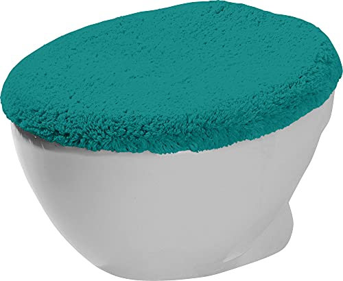 Erwin Müller WC-Deckelbezug Uni Serie Stuttgart Petrol Größe 45x50 cm - Unterseite rutschhemmend, mit Schnürung, 100% Baumwolle