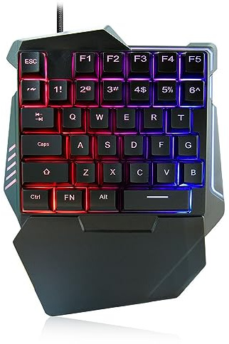Tastiera da gioco con una mano, G7 35 tasti RGB tastiera meccanica da gioco con poggiapolsi, mini tastiera USB cablata ergonomica personalizzabile per PC gamer eSport