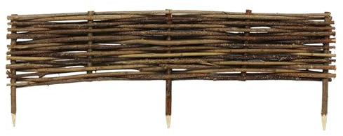 Beeteinfassung Größe 100x20 cm 10 Stück – Stekzaun aus Holz – Haselnuss Beetzaun zum Einschlagen in den Boden – Palisade zur Abtrennung von Blumenbeetwegen und Gartenbeeten