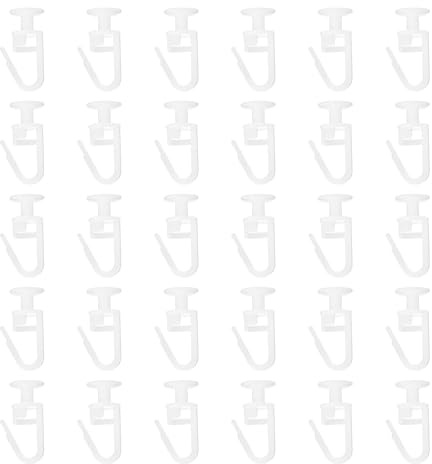 uxcell 30Pcs 25mm Curtain Rail PVC Pulley with Opening Hooks Ceiling Curtain Sliding Glider Roller for Doors Shower Curtain Tracks, White