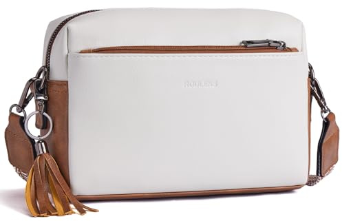 Roulens Bolsos Bandolera Para Mujer con 3 Compartimentos Grandes,Cuero PU Bolso de Hombro Pequeña de Mujer,Bolso Pequeño Bandolera para Damas Mujeres con Correa Ancha Ajustable Y ExtraíBle