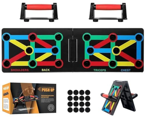 Push Up Board, 12 in 1 Multi-Function Foldable Push Up Rack Board, Training Gym Fitness System Muscles Max Push Up Handles Men/Women, Workout Exercise Stands for Body Training Home Workout
