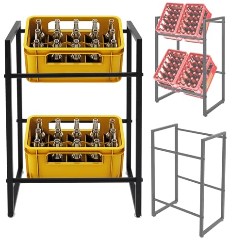 DHQCQL Estantería para cajas de bebidas, estante para bebidas con 2 niveles, soporte para caja de cerveza, estantería para cocina, bar, comedor, salón, 47 x 31 x 75 cm