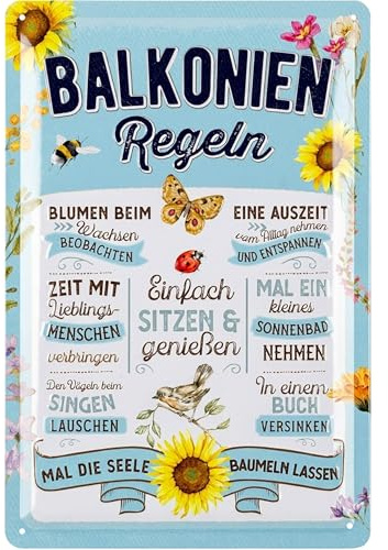 LANOLU Retro Blechschild BALKONIEN Schild- Blechschilder Garten mit Sprüchen- nostalgische Dekoration als Gärtner Geschenke- retro Deko vintage Metallschild Garten 20x30cm
