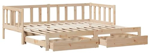 vidaXL Lit de Jour et lit gigogne et tiroirs 80x200 cm Bois pin Massif, canapé-lit, canapé-lit Confortable, lit de Jour avec tiroirs, lit d'appoint