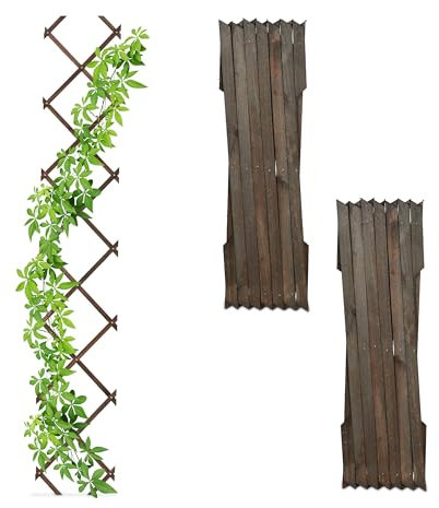 Relaxdays Guías Plantas Trepadoras, Set 3, Celosías Extensibles, Enrejado Enredaderas Pared, 180x30 cm, Madera, Marrón