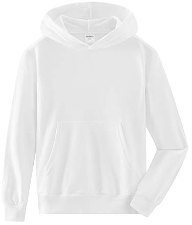 Spring&Gege Felpa con cappuccio per ragazzi, giacca basic in cotone tinta unita con cappuccio per bambini (3-14 anni), bianco, 13-14 Jahre