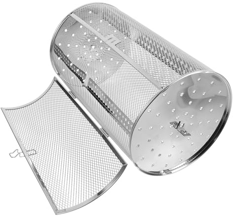 BAZEITFLOW Panier Rôtissoire INOX Rotatif pour Four et Friteuse à Air Cuisson Uniforme sans Retournement Panier Grill Multifonction pour Viande Frites Poisson et Légumes