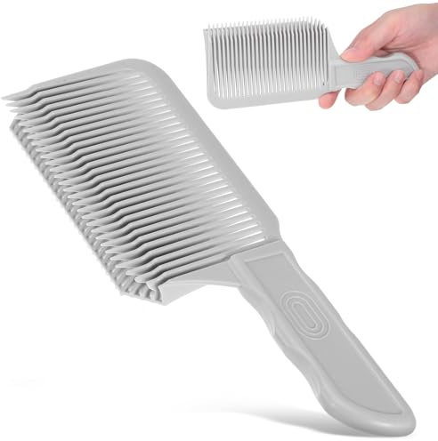 TOYANDONA Peine de degradado curvado gris para hombre, peine de peluquería profesional, resistente, herramienta de peinado precisa para salón de peluquería ergonómica, para corte plano