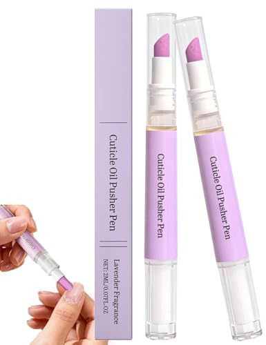 Stylo Repousse-cuticules À L'huile,Stylo 2 En 1 Pour Dissolvant De Cuticule Et Huile Pour Ongles Aux Parfums Rose Et Lavande,Huile cuticules ongles Pour Soin De Manucure Des Femmes Filles (2)