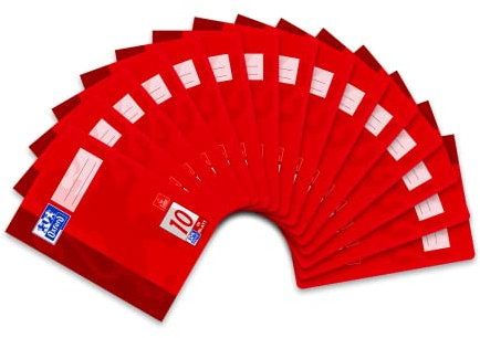 Oxford Schulheft A5, 16 Blatt, Lineatur 10, kariert mit Rand, 15 Stück