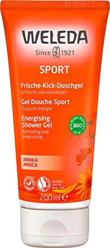 Weleda – Gel de Ducha Sport, Limpia sin Resecar, Revitaliza la Piel y Relaja los Músculos, con Extracto de Árnica y Aceites Esenciales, 100% Biodegradable, Vegano, para Todo Tipo de Pieles – 200 ml