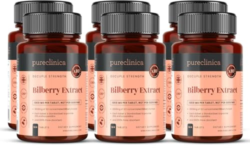 Estratto di mirtillo 10.000 mgx1080 cpr (6 bott.)-10 volte più antocianidine x cpr degli altri integratori-E 5 mg di estratto di pepe nero per l'aumento dell'assorbimento del 300%