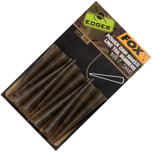 Fox Edges Camo Power Grip Naked Tail Rubbers Gr. 7-10 Tubes für Safety Clips, Tailrubber für Karpfenmontagen, Schlauch für Leadclips