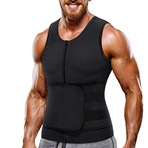 Chumian Canottiera Dimagrante Uomo Fascia Addominale Neoprene Perdita di Peso Gilet Sauna per Sudore Allenamento Fitness Sudorazione Body Shaper Pancia Hot Thermo (Nero, XXL)