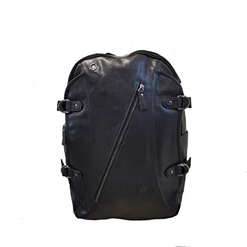 Rucksack aus veganem Leder, MST-Marke, Laptoptasche, Büchertasche, Schultasche, Unisex Gr. One size, schwarz matt