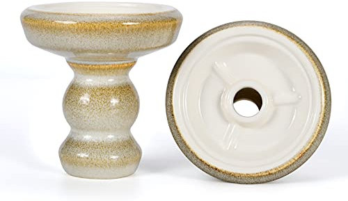 Cazoleta Cachimba Phunnel Cabeza Shisha - Kitosun Pivot Tazón de Barro Acristalado con Borde Compatible con HMD Provost & Foil, 15-20g Sabores de cachimba,1.5-2 horas (Antiguo blanco brillante)