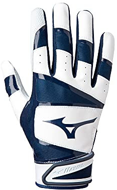 Mizuno B-303 Baseball-Schlaghandschuh, Größe L, Weiß/Marineblau