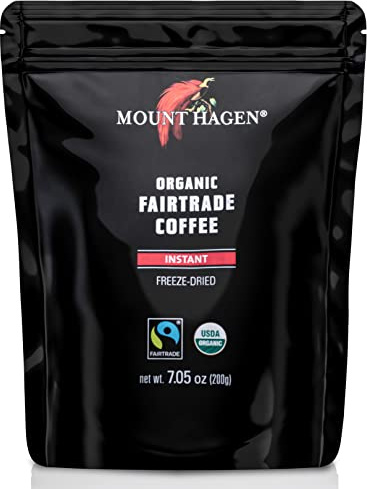 Mount Hagen 7.05oz Organic Freeze-Dried Instant Coffee | Medium Roast Arabica Beans | Fair-Trade, Eco-Friendly in Resealable Pouch Bag