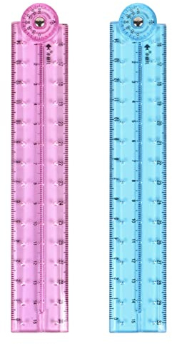 2 PCS Folding Ruler, 30cm Foldable Clear Ruler, 15cm Transparent Straight Shatterproof Plastic Flexible Geometric Ruler for School Kids Office