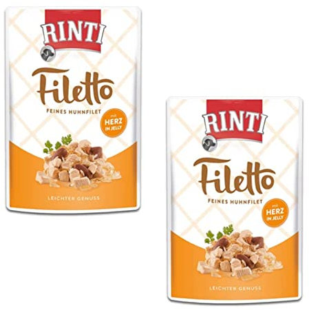 Rinti Hund - Filetto Huhn & HÜHNERHERZ - Doppelpack - 2 x 24 x 100g