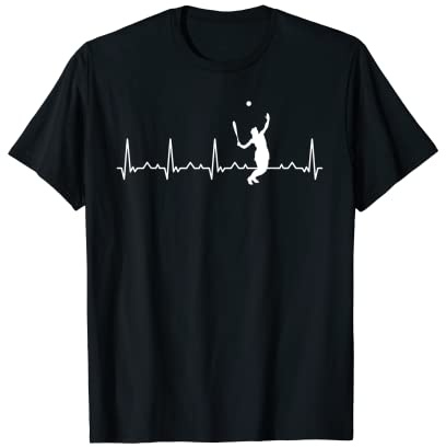 Tennisfrau mit Schläger und Herzschlag EKG Pulse Tennis T-Shirt