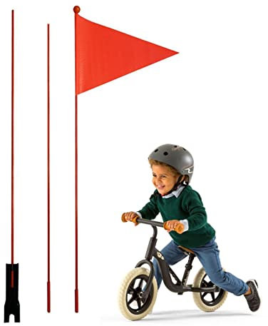 Fahrradfahne, Fahrrad Wimpel, Sicherheitswimpel Kinderfahrrad Mit Fiberglasstange, Fahrradanhänger Mit Stab Reflektierend Wimpelstange, Zusätzliche Kennzeichnung Fahrräder Oder Mobilitätsrollstühle