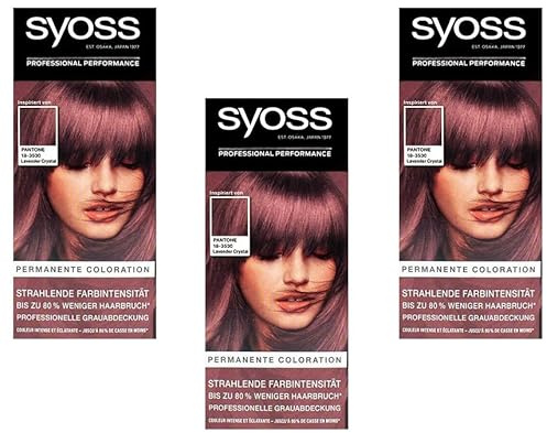 3x Syoss Permanente Coloration Pantone 18-3530 Lavender Crystal 80% weniger Haarbruch(3 x 115 ml), (3er Pack)