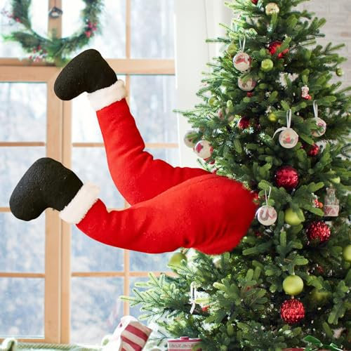 GZWY Weihnachtsdeko Weihnachtsmann Beine Deko, 38cm Weihnachten Deko Weihnachtsmann Beine zum Aufhängen Weihnachtsbaum Als Weihnachtsbaumschmuck für Weihnachtsdeko Innen Outdoor