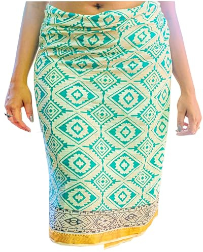 Mandala Life ART Pareo da spiaggia donna stampato a mano – Sarong indiano con bordo dorato – Cotone morbido