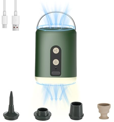 Luziyun Inflador Colchón Hinchable,Bomba De Aire Eléctrica Portátil con Inflado,Succión,Luz LED,Hinchador Colchón Hinchable con 4 Boquillas,Hinchador Inflador Electrico para Piscinas,Juguetes Inflable