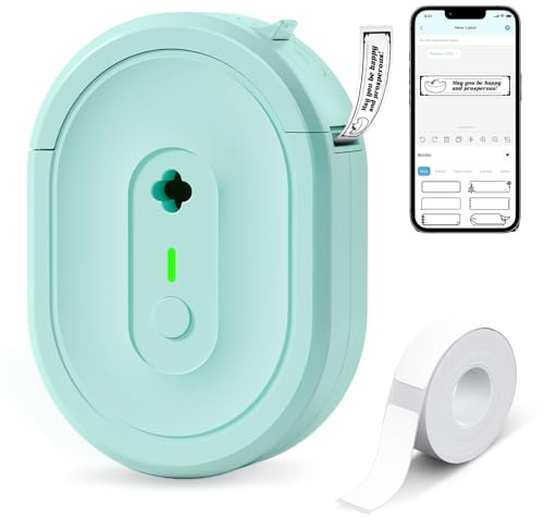 NDYIN Label Maker Machine with Tape, N12 Portable Bluetooth Label Printer, Wireless Mini Label Makers Thermal Sticker with Multiple Templates for Home, Kitchen, School, Office Organization, Green