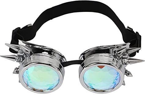 EMUKOEP Färgglada steampunk glasögon mode justerbara kalejdoskop glasögon med elastiskt band för fest halloween dekor