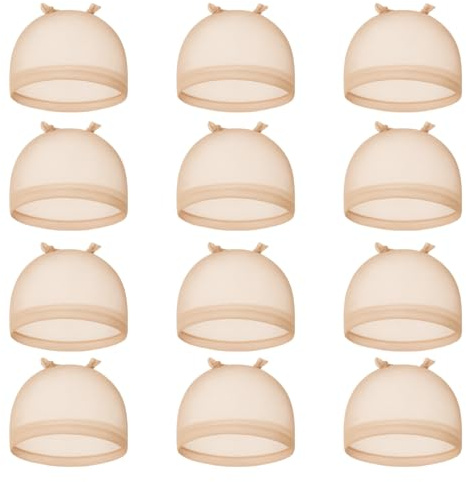 Casquettes Filet Cheveux Perruque,Filet à Perruque pour Femmes et Hommes,12 Pièces Bonnets de Perruque en Maille Nude Ultra-Fine,Confortable et Respirant pour Port Prolongé,Idéal pour Perruques