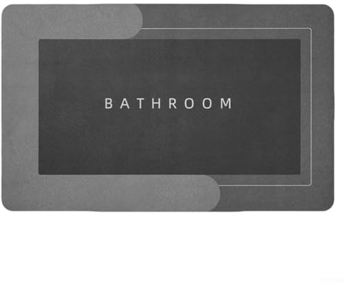 WheatThrive Alfombra de baño de secado rápido, 60 x 40 cm, antideslizante, multiusos, de piedra de diatomita, absorbente, para uso doméstico (gris)