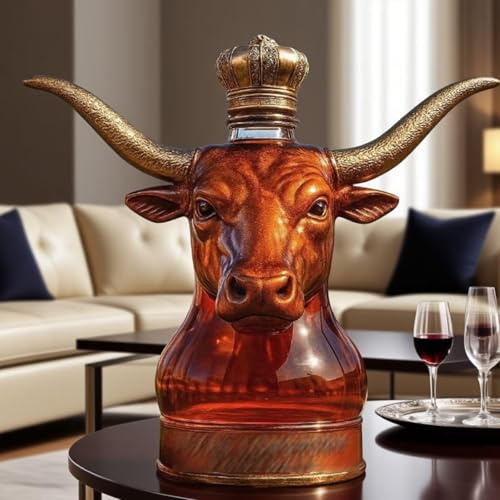 Whiskykaraff – whiskyflaska, en 3D-bull-huvudformad whiskyflaska, en ny whiskykaraff i glas, med en modig tjur som är orädd för svårigheter