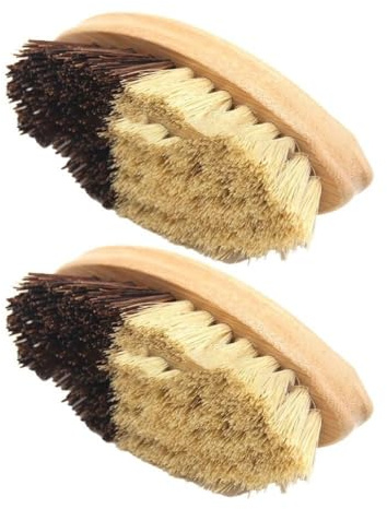 Lawnoval Cepillo para verduras, paquete de 2 cerdas de madera y sisal, limpieza eficiente de patatas, tubérculos, mango ergonómico, 135 x 55 x 45 cm