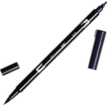 Tombow 56621 Dual Brush Pen, N15 - Black, 1-Pack. Blendable, Brush and Fine Tip Marker