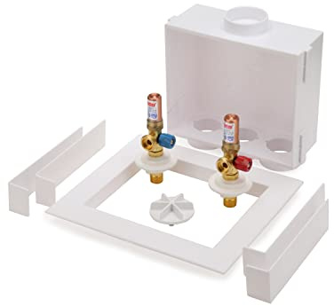 Oatey 38569 Quadtro Washing Machine Outlet Box, Hammer Arrestors, 1/4 Turn, Copper